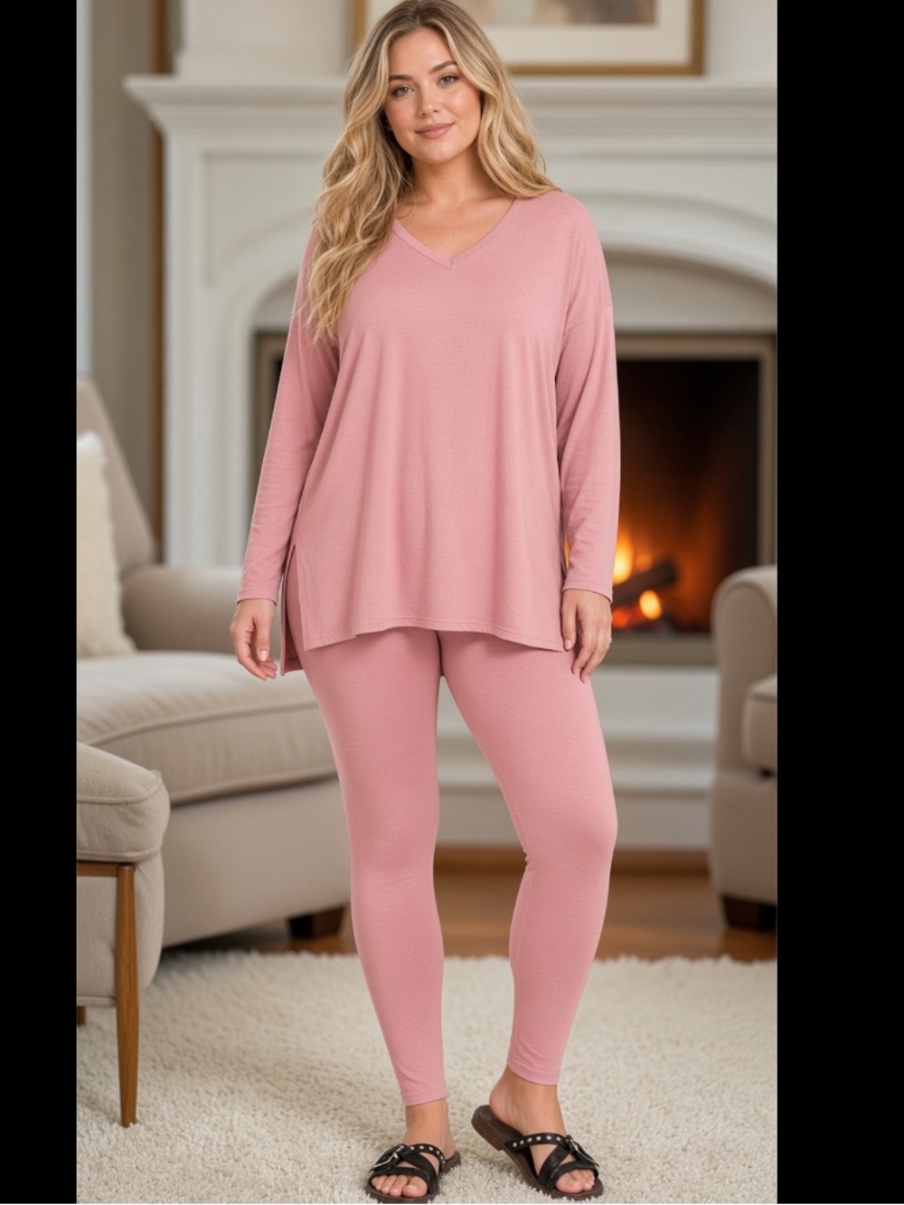 Pajama Set Pink  loungewear set Rose M & L Available New Boutique